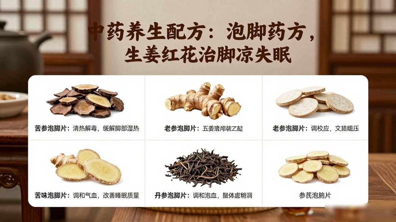 中药养生配方:泡脚药方大全,生姜红花治脚凉失眠