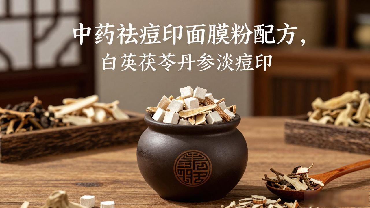中药祛痘印面膜粉配方,白芨茯苓丹参淡痘印