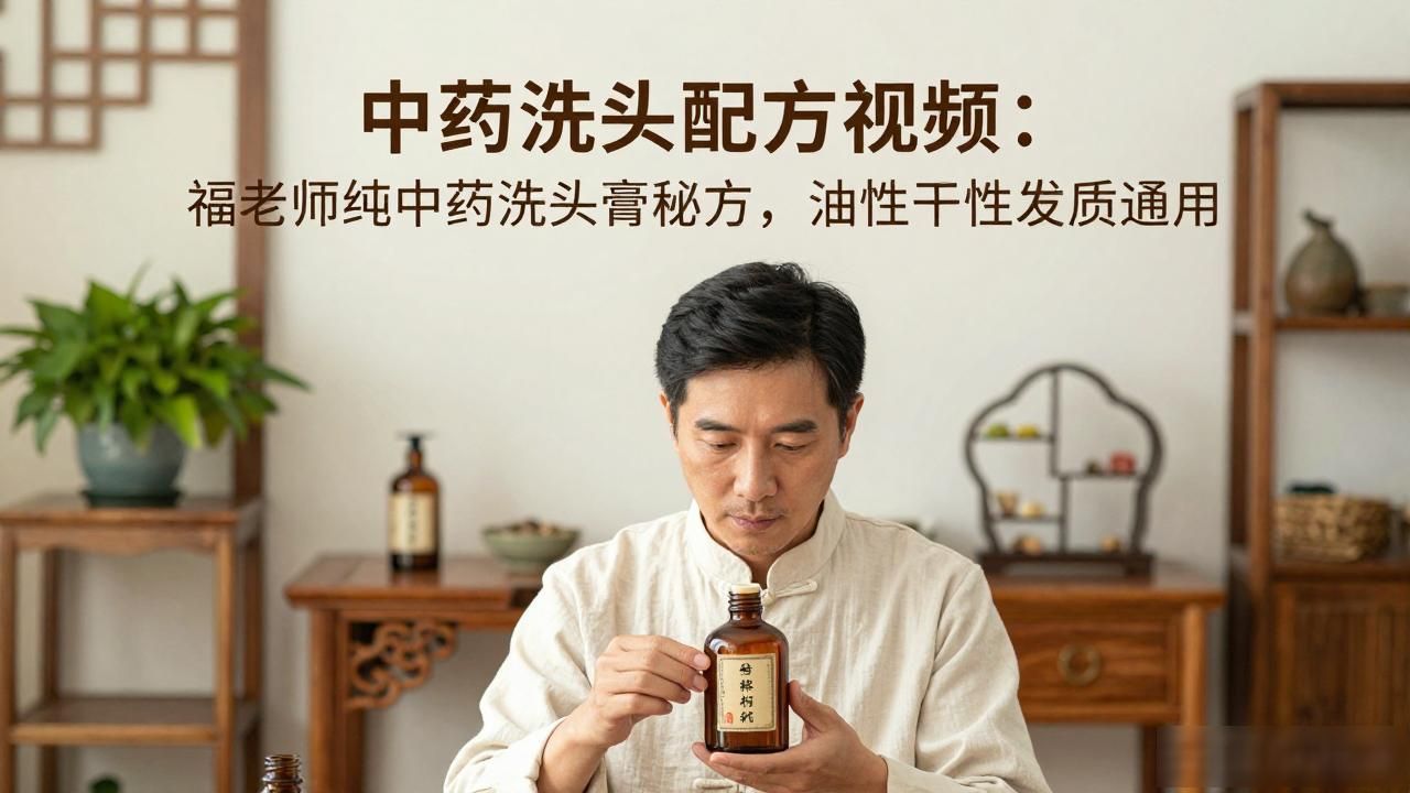中药洗头配方大全视频:福老师纯中药洗头膏秘方,油性干性发质通用