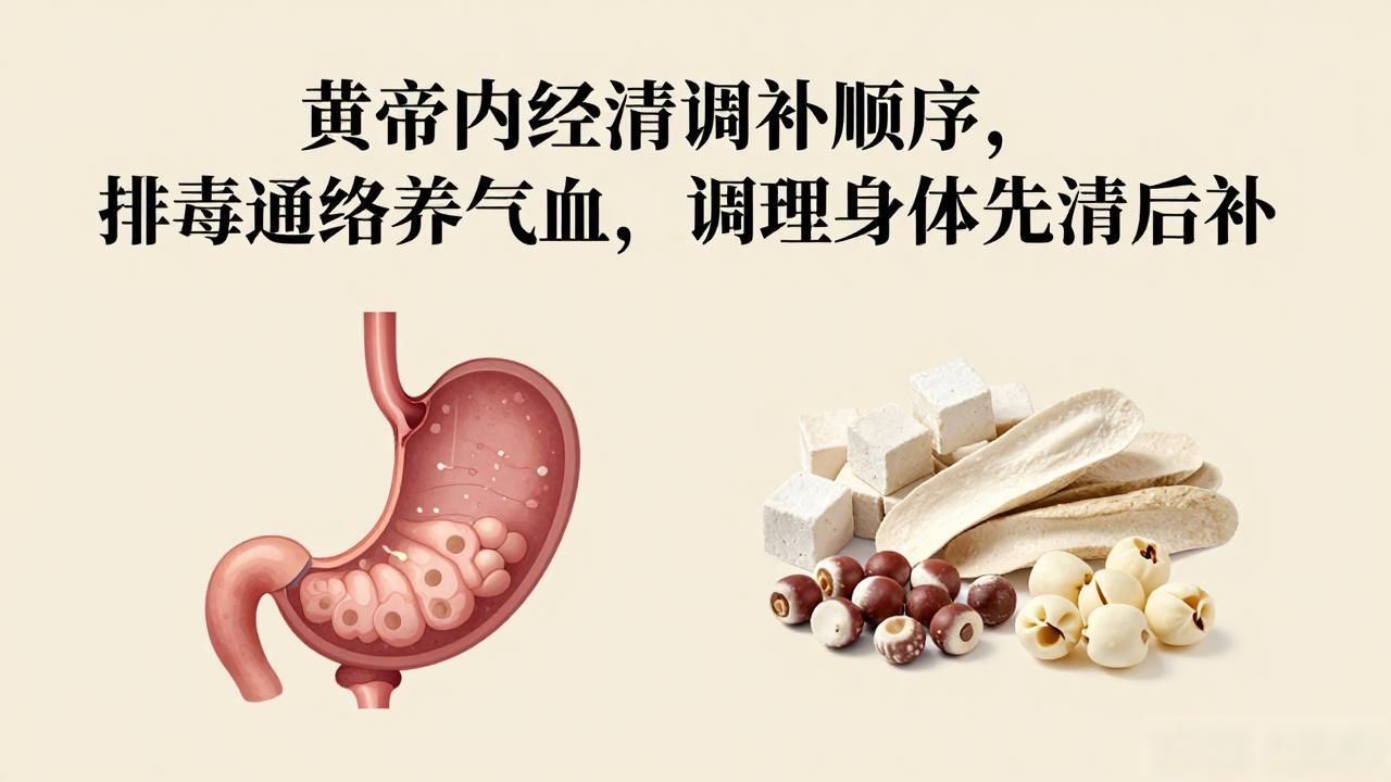黄帝内经清调补顺序,排毒通络养气血,调理身体先清后补
