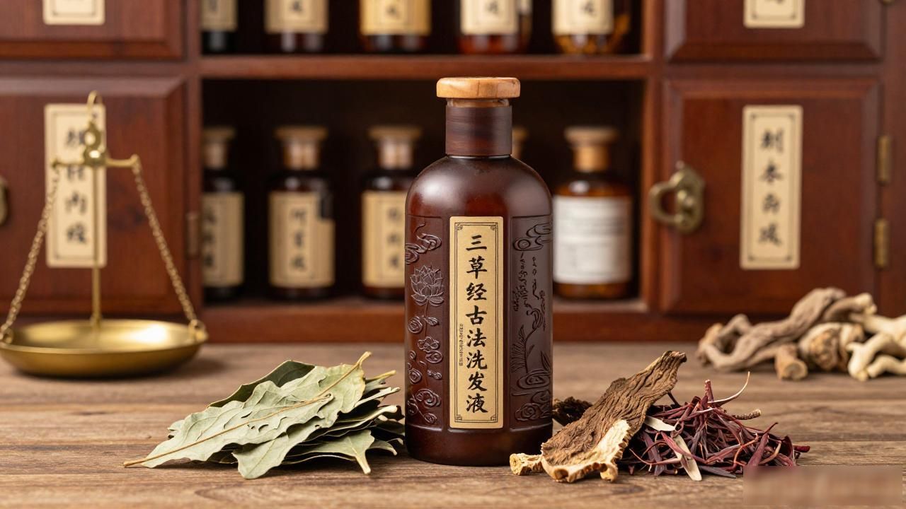 中药洗头配方大揭秘!三草经古法洗发液,解决你的头皮健康焦虑