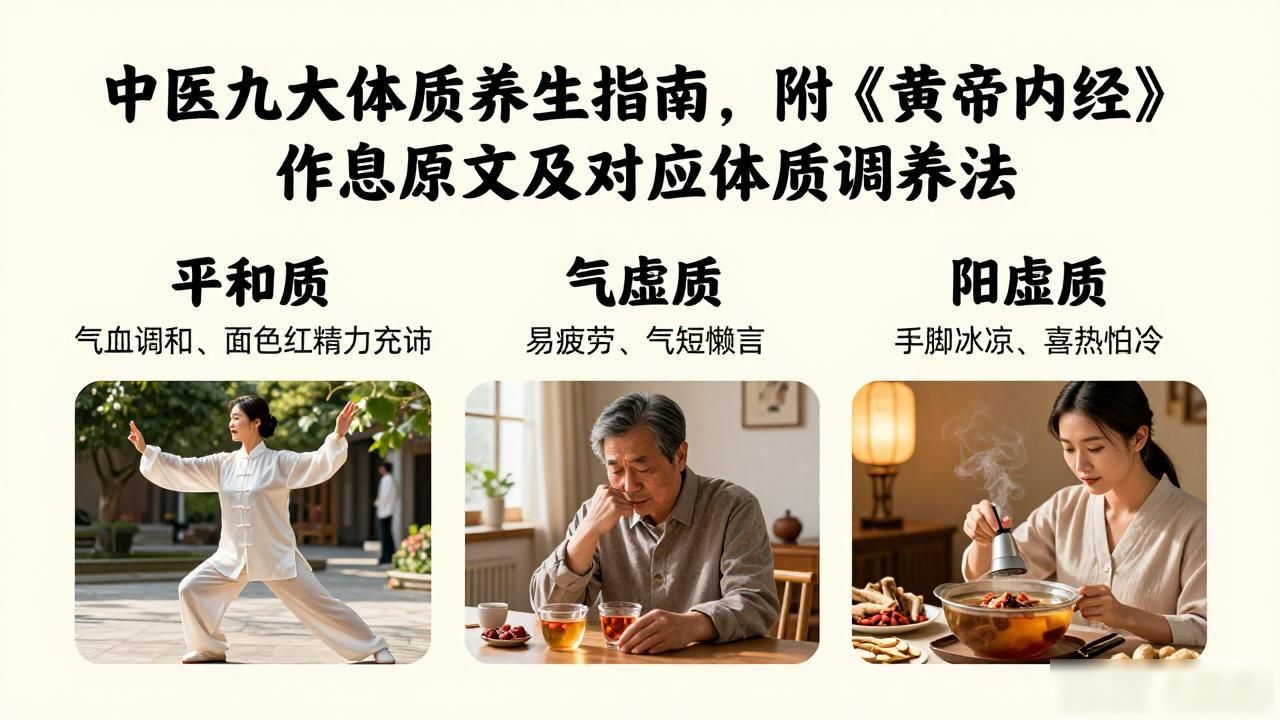 中医九大体质养生指南,附黄帝内经作息原文及对应体质调养法