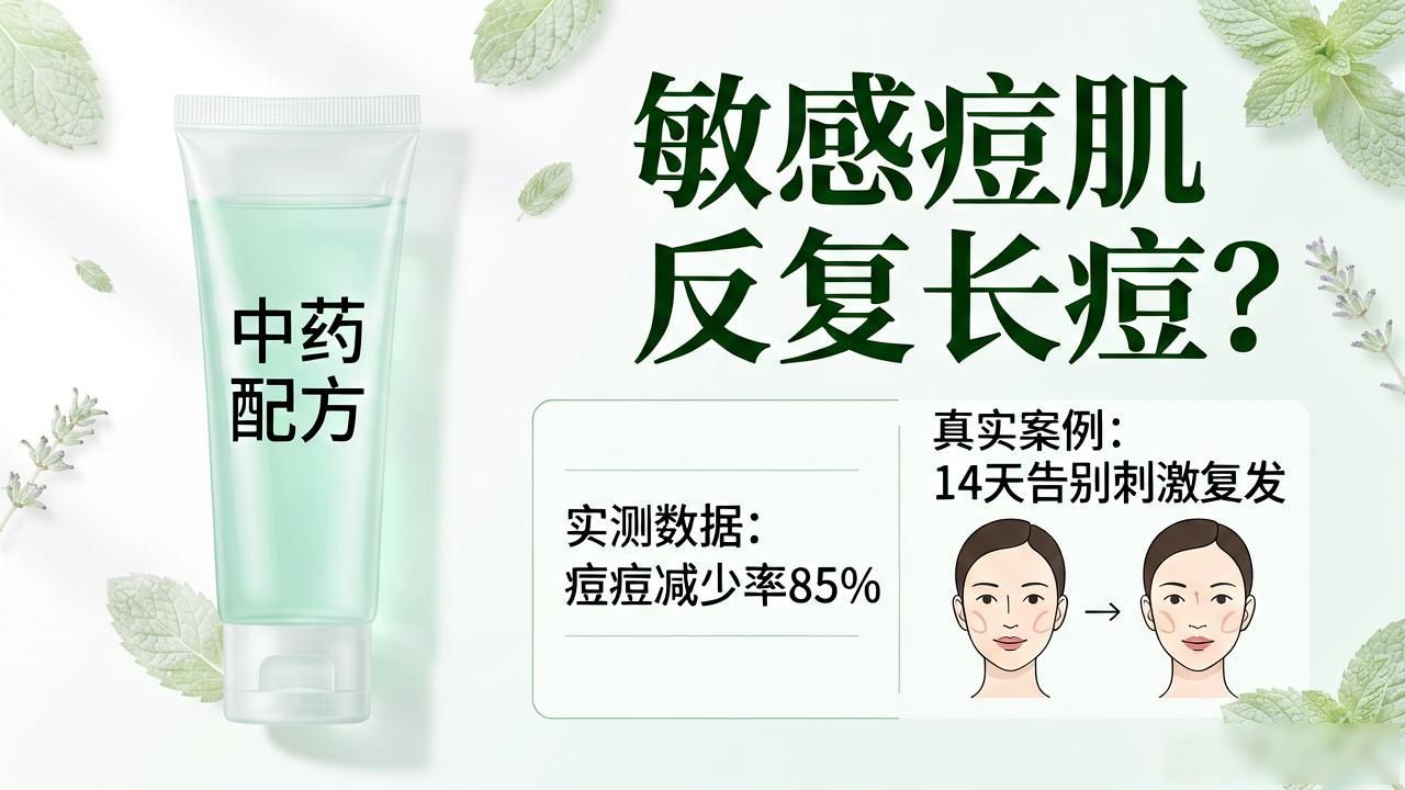敏感痘肌反复长痘？中药配方祛痘凝胶实测，告别刺激与复发