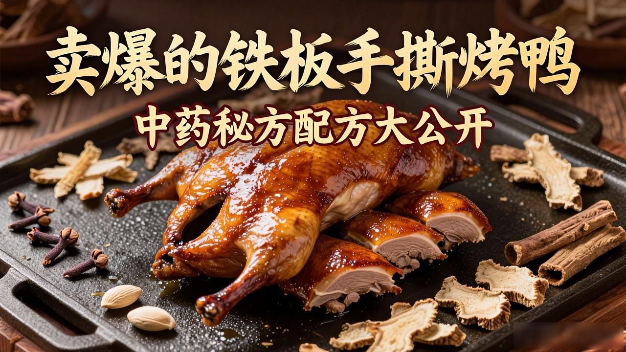 卖爆的铁板手撕烤鸭，中药秘方配方大公开