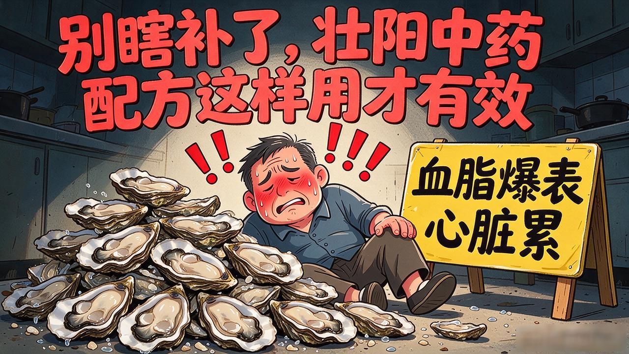 老刘狂吃生蚝壮阳,血脂爆表心脏累!别瞎补了,壮阳中药配方这样用才有效