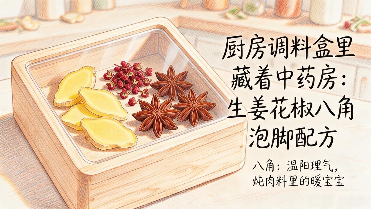 厨房调料盒里藏着中药房：生姜花椒八角泡脚配方大全