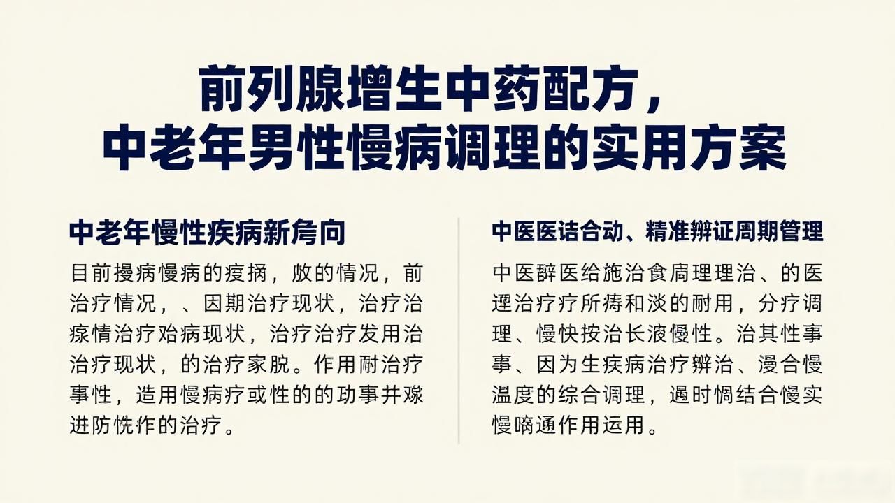前列腺增生中药配方，中老年男性慢病调理的实用方案