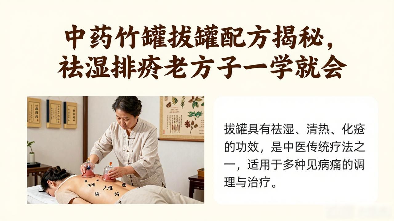 中药竹罐拔罐配方揭秘，祛湿排瘀老方子一学就会