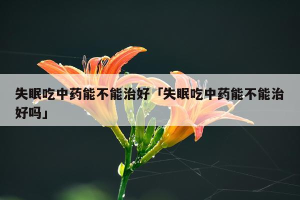 失眠吃中药能不能治好「失眠吃中药能不能治好吗」