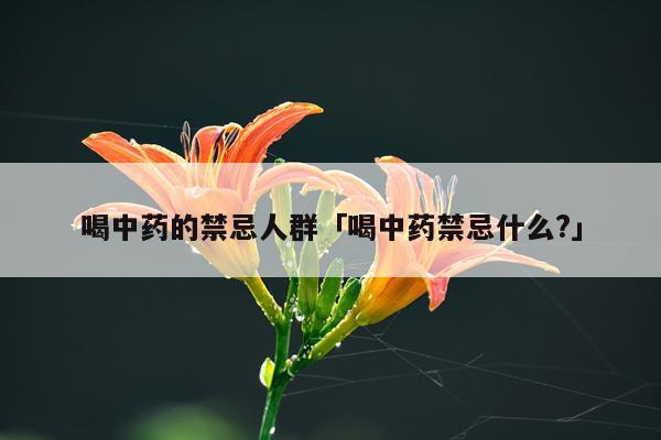 喝中药的禁忌人群「喝中药禁忌什么?」