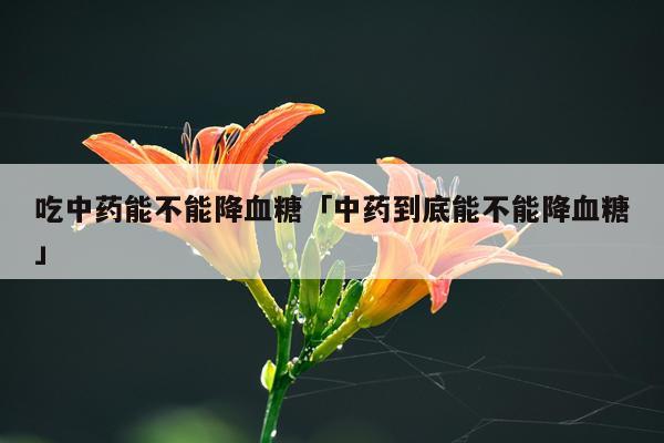 吃中药能不能降血糖「中药到底能不能降血糖」