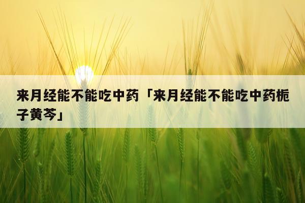 来月经能不能吃中药「来月经能不能吃中药栀子黄芩」