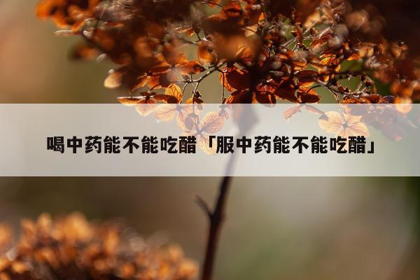 喝中药能不能吃醋「服中药能不能吃醋」