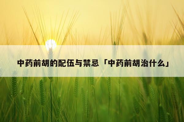 中药前胡的配伍与禁忌「中药前胡治什么」