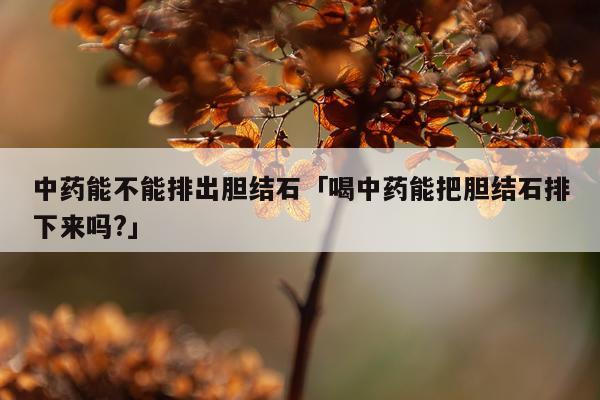 中药能不能排出胆结石「喝中药能把胆结石排下来吗?」