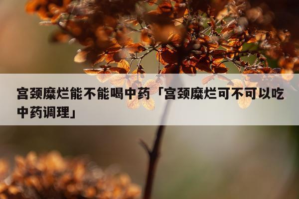 宫颈糜烂能不能喝中药「宫颈糜烂可不可以吃中药调理」