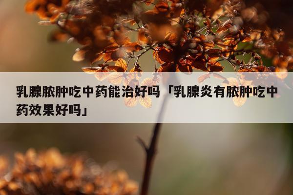 乳腺脓肿吃中药能治好吗「乳腺炎有脓肿吃中药效果好吗」