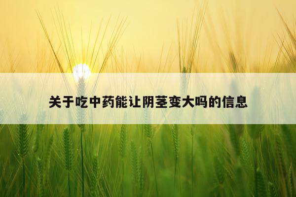 关于吃中药能让阴茎变大吗的信息