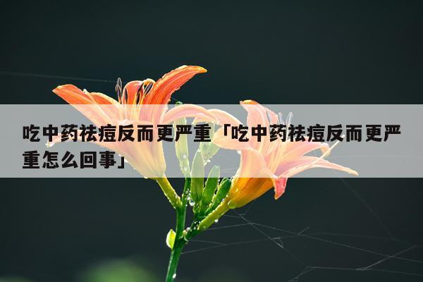 吃中药祛痘反而更严重「吃中药祛痘反而更严重怎么回事」