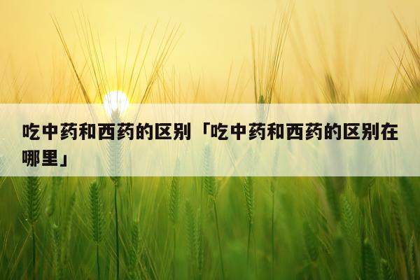 吃中药和西药的区别「吃中药和西药的区别在哪里」