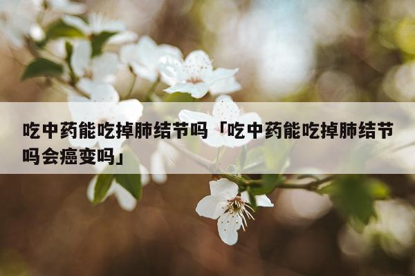 吃中药能吃掉肺结节吗「吃中药能吃掉肺结节吗会癌变吗」