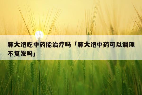 肺大泡吃中药能治疗吗「肺大泡中药可以调理不复发吗」