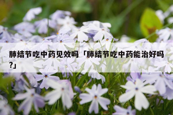肺结节吃中药见效吗「肺结节吃中药能治好吗?」