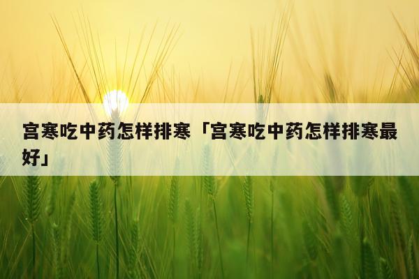宫寒吃中药怎样排寒「宫寒吃中药怎样排寒最好」