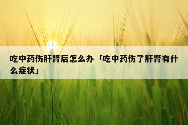 吃中药伤肝肾后怎么办「吃中药伤了肝肾有什么症状」