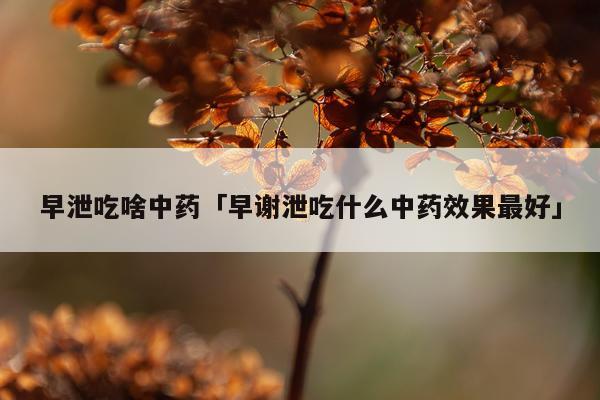 早泄吃啥中药「早谢泄吃什么中药效果最好」