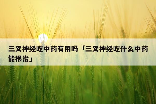 三叉神经吃中药有用吗「三叉神经吃什么中药能根治」