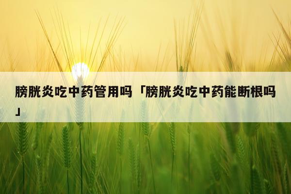 膀胱炎吃中药管用吗「膀胱炎吃中药能断根吗」