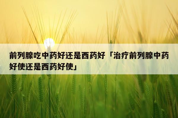 前列腺吃中药好还是西药好「治疗前列腺中药好使还是西药好使」