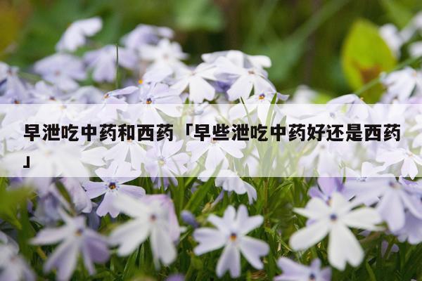 早泄吃中药和西药「早些泄吃中药好还是西药」