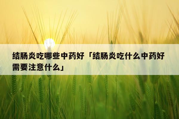结肠炎吃哪些中药好「结肠炎吃什么中药好 需要注意什么」