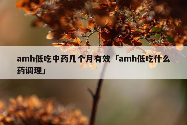 amh低吃中药几个月有效「amh低吃什么药调理」
