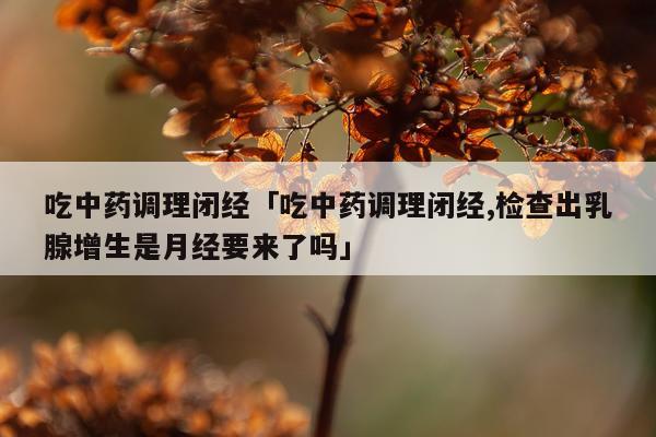 吃中药调理闭经「吃中药调理闭经,检查出乳腺增生是月经要来了吗」