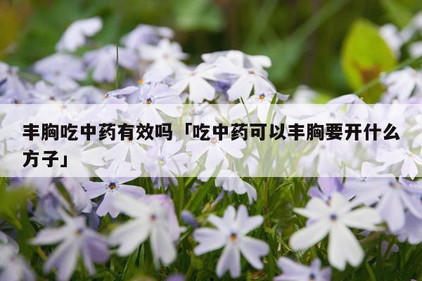 丰胸吃中药有效吗「吃中药可以丰胸要开什么方子」