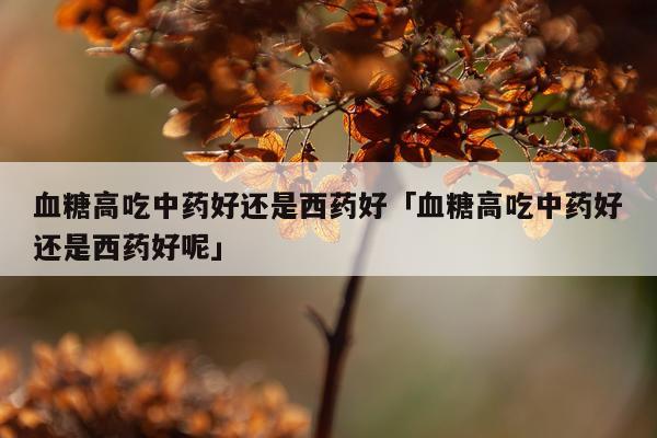 血糖高吃中药好还是西药好「血糖高吃中药好还是西药好呢」