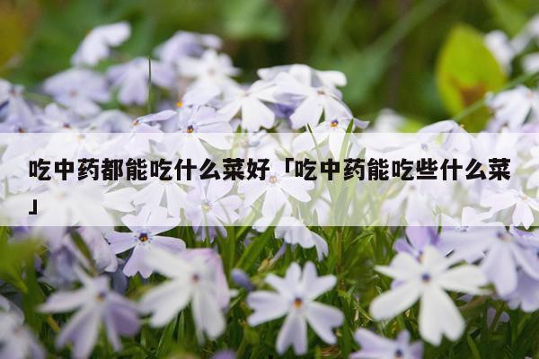 吃中药都能吃什么菜好「吃中药能吃些什么菜」