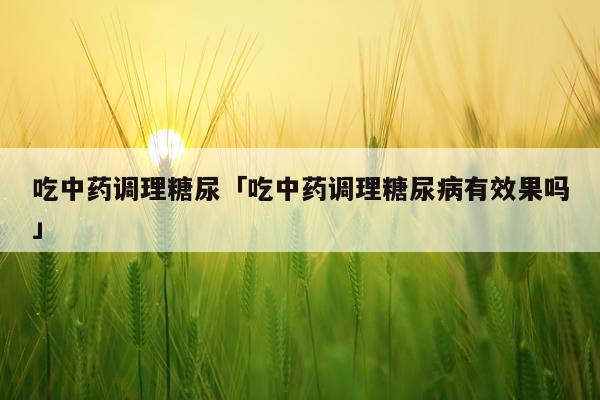 吃中药调理糖尿「吃中药调理糖尿病有效果吗」