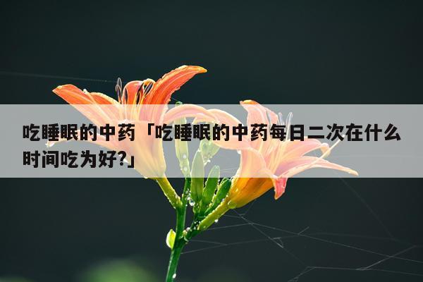 吃睡眠的中药「吃睡眠的中药每日二次在什么时间吃为好?」
