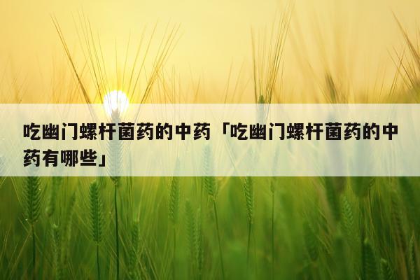 吃幽门螺杆菌药的中药「吃幽门螺杆菌药的中药有哪些」