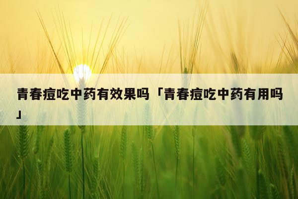 青春痘吃中药有效果吗「青春痘吃中药有用吗」