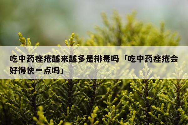 吃中药痤疮越来越多是排毒吗「吃中药痤疮会好得快一点吗」