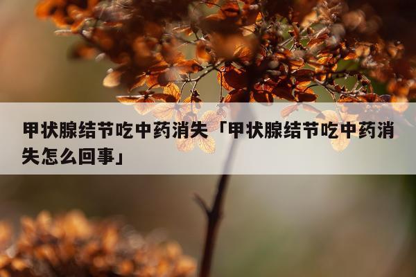 甲状腺结节吃中药消失「甲状腺结节吃中药消失怎么回事」