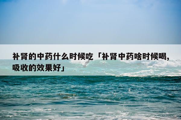 补肾的中药什么时候吃「补肾中药啥时候喝,吸收的效果好」