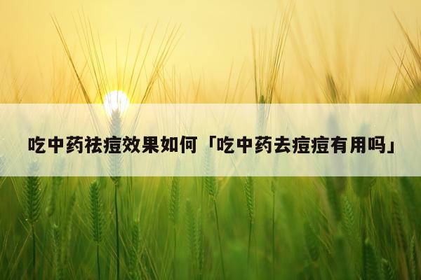 吃中药祛痘效果如何「吃中药去痘痘有用吗」