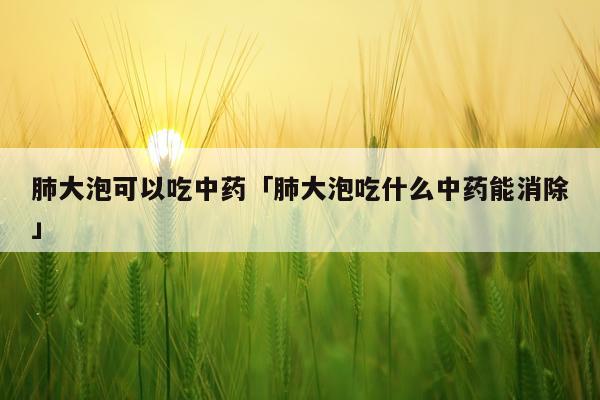 肺大泡可以吃中药「肺大泡吃什么中药能消除」