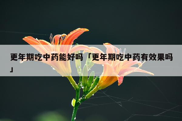 更年期吃中药能好吗「更年期吃中药有效果吗」